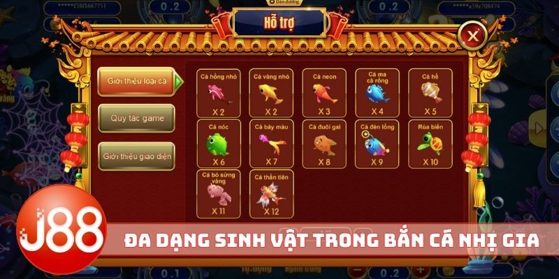 Khám phá đa dạng sinh vật trong bắn cá Nhị Gia J88